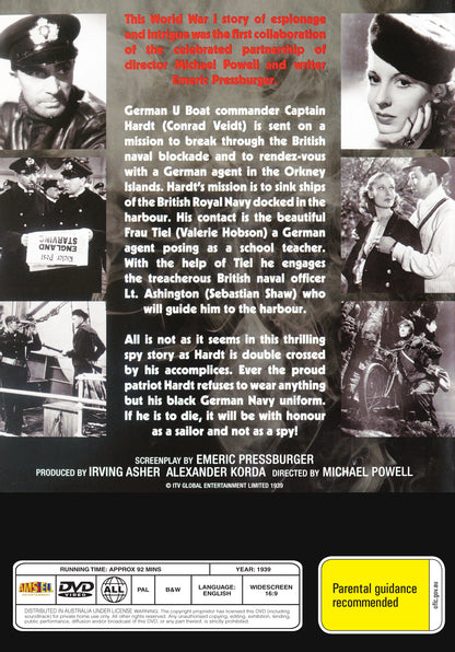 Buy Online The Spy in Black (1939) - DVD - Conrad Veidt, Valerie Hobson | Best Shop for Old classic and hard to find movies on DVD - Timeless Classic DVD