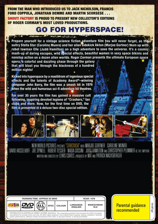 Buy Online Starcrash (1978) - DVD - Marjoe Gortner, Caroline Munro | Best Shop for Old classic and hard to find movies on DVD - Timeless Classic DVD