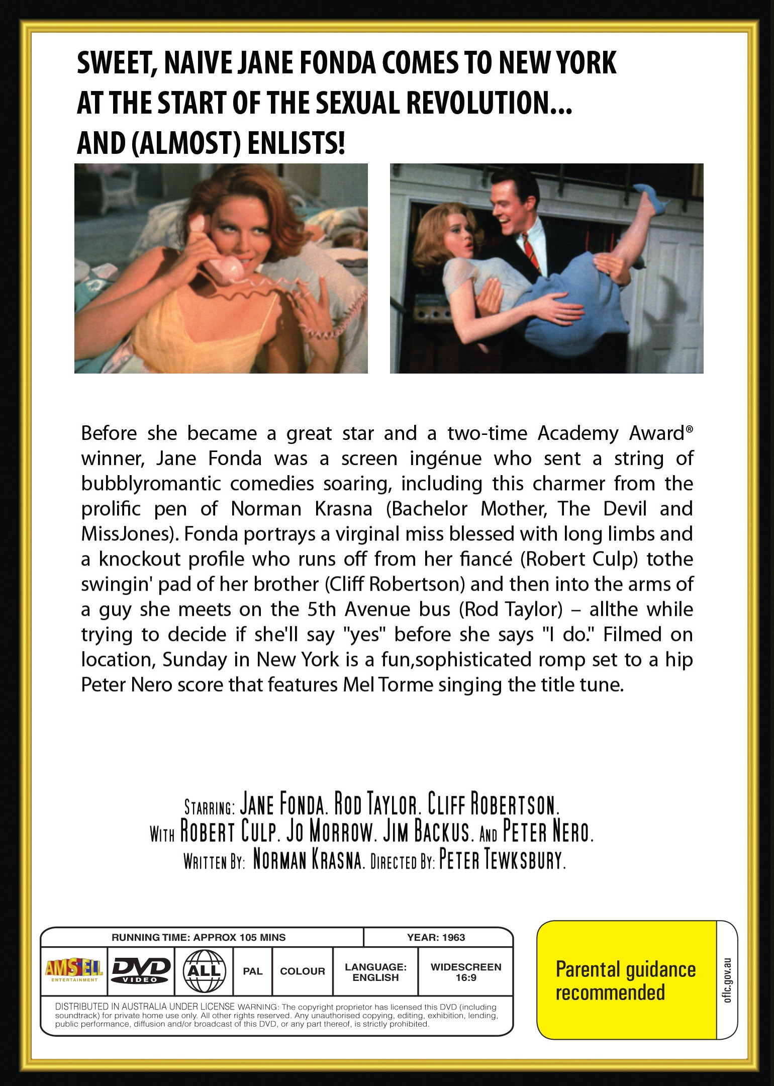 Buy Online Sunday in New York (1963) - DVD - Rod Taylor, Jane Fonda | Best Shop for Old classic and hard to find movies on DVD - Timeless Classic DVD