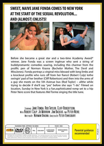 Buy Online Sunday in New York (1963) - DVD - Rod Taylor, Jane Fonda | Best Shop for Old classic and hard to find movies on DVD - Timeless Classic DVD