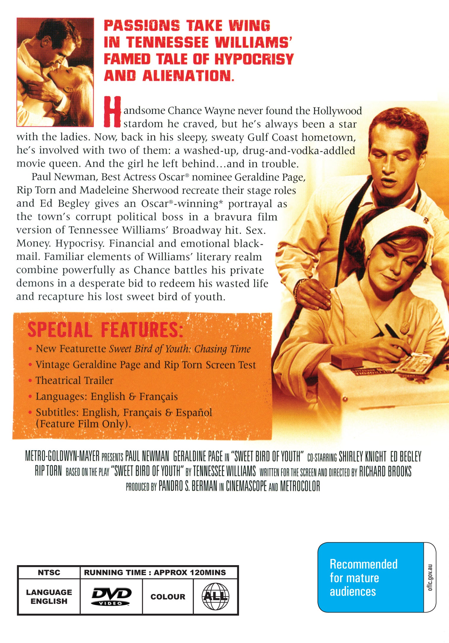 Buy Online Sweet Bird of Youth (1962) - DVD - Paul Newman, Geraldine Page | Best Shop for Old classic and hard to find movies on DVD - Timeless Classic DVD