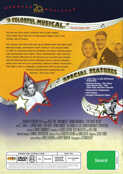 Buy Online That Night in Rio (1941) - DVD - Alice Faye, Don Ameche, Carmen Miranda | Best Shop for Old classic and hard to find movies on DVD - Timeless Classic DVD