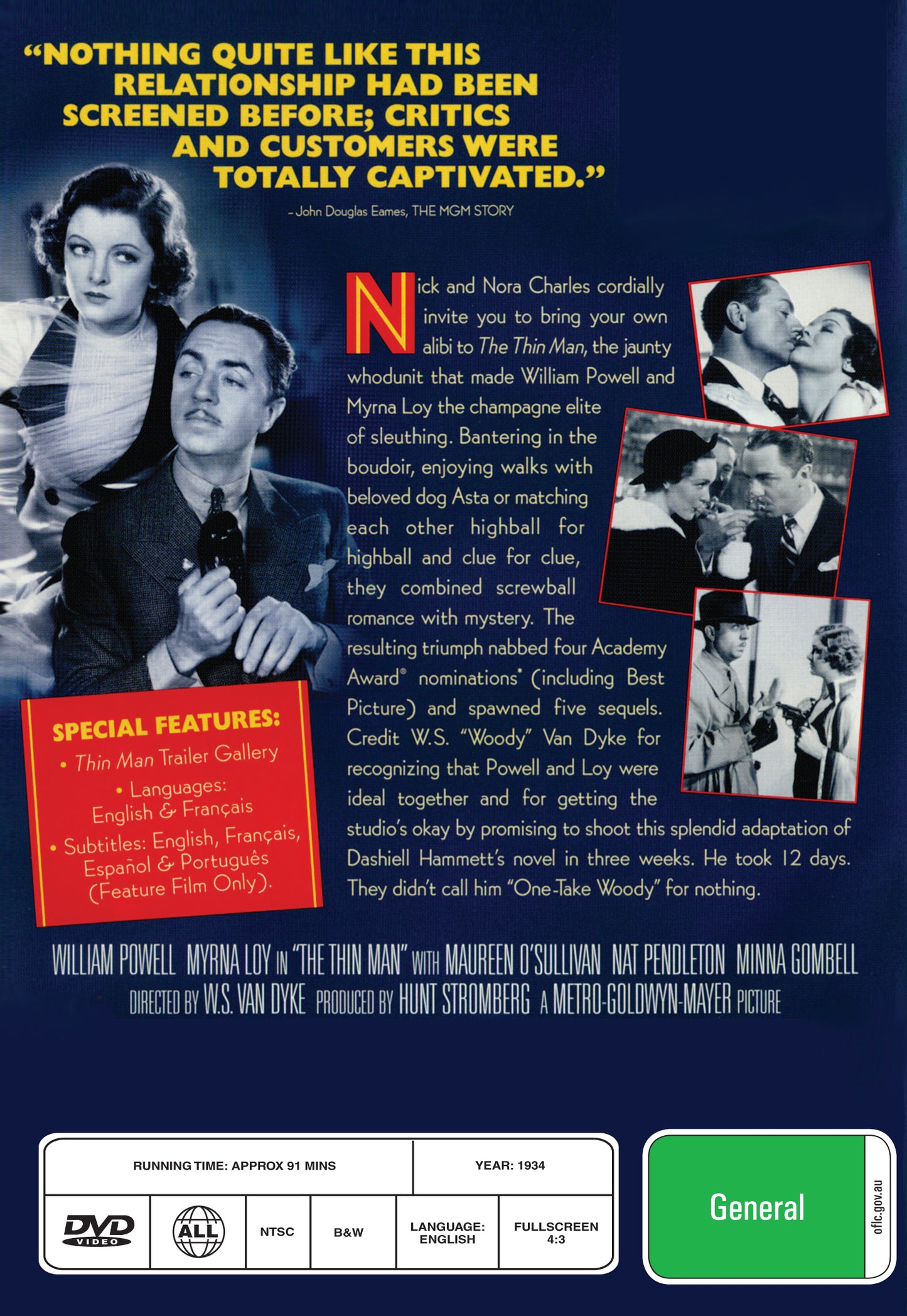 Buy Online The Thin Man (1934) - DVD - William Powell, Myrna Loy, Maureen O'Sullivan | Best Shop for Old classic and hard to find movies on DVD - Timeless Classic DVD