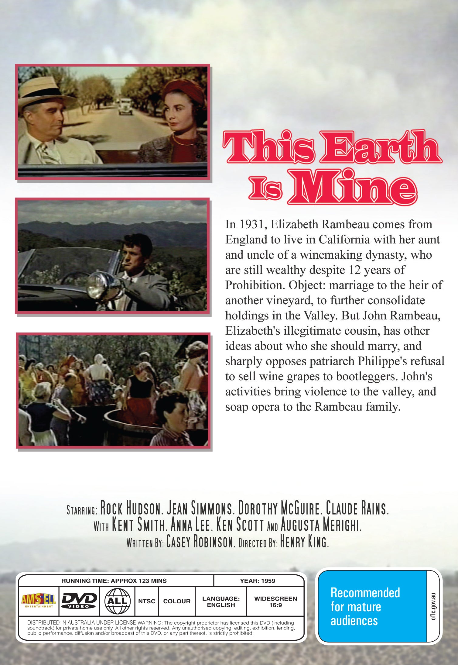 Buy Online This Earth Is Mine (1959) - DVD - Rock Hudson, Jean Simmons | Best Shop for Old classic and hard to find movies on DVD - Timeless Classic DVD