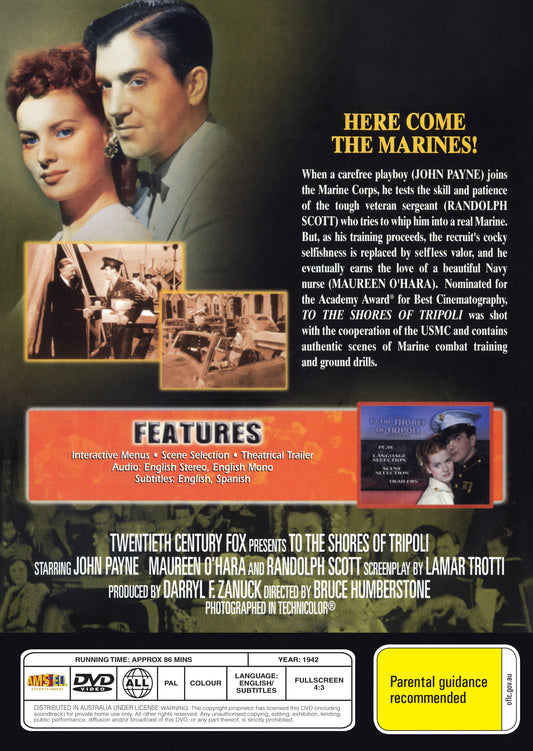 Buy Online To the Shores of Tripoli (1942) - DVD - John Payne, Maureen O'Hara | Best Shop for Old classic and hard to find movies on DVD - Timeless Classic DVD