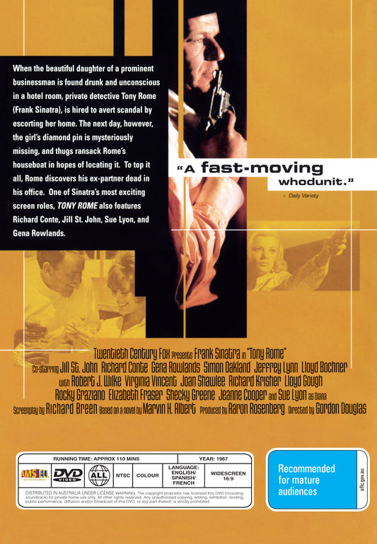 Buy Online Tony Rome (1967) - DVD - Frank Sinatra, Jill St. John | Best Shop for Old classic and hard to find movies on DVD - Timeless Classic DVD