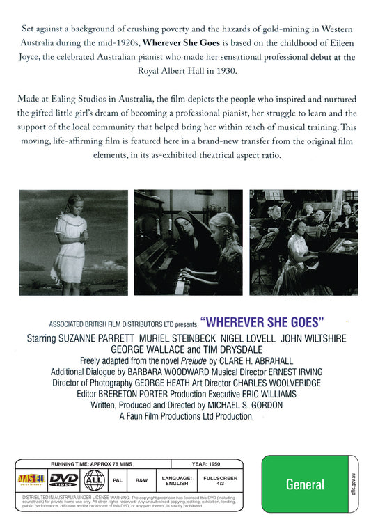Buy Online Wherever She Goes (1951) - DVD - Eileen Joyce, Suzanne Parrett | Best Shop for Old classic and hard to find movies on DVD - Timeless Classic DVD